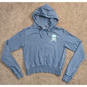 Women's SoulCycle Skull Crossbones Blue Pullover Hooded Sweatshirt Made in USA